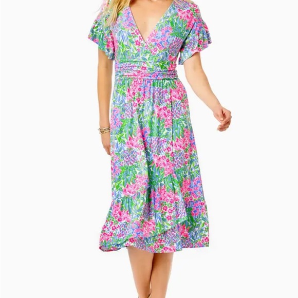 EUC Lily Pulitzer Juliet Ruffle MIDI Dress Wore Once To Church - Picture 9 of 11